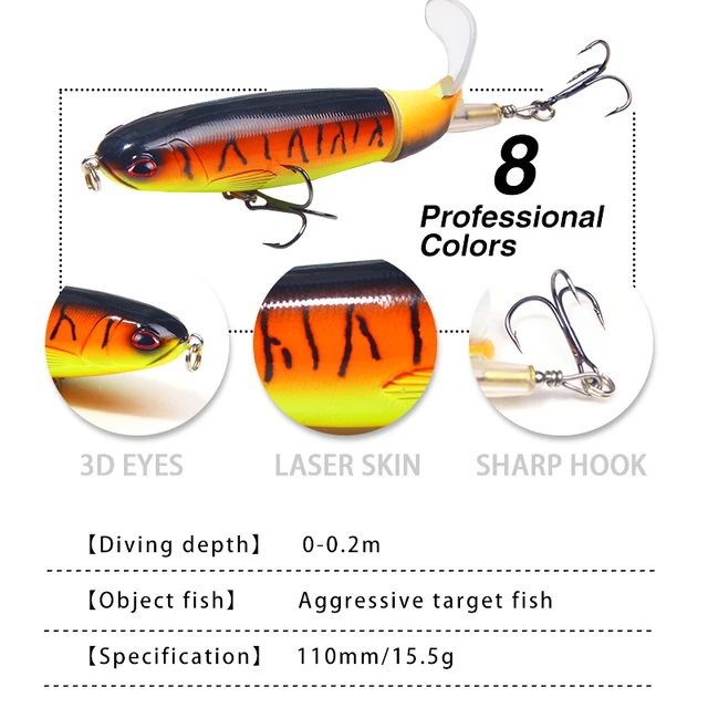 Fishing Lure Whopper Popper 1PCS 13.5g 10cm Propeller Floating