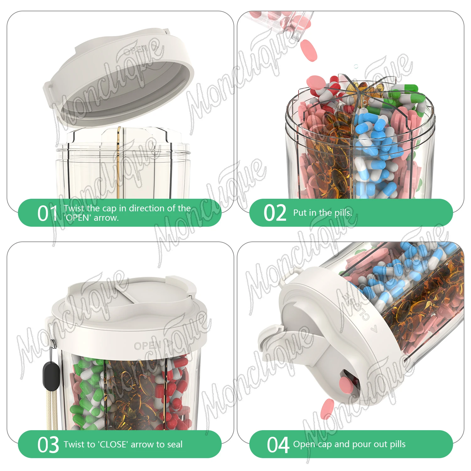 7 Grids Large Storage Pill Cup Bottle Organizer Supplement Dispenser Holding 7 Various Vitamins Travel Pill Case Box Container
