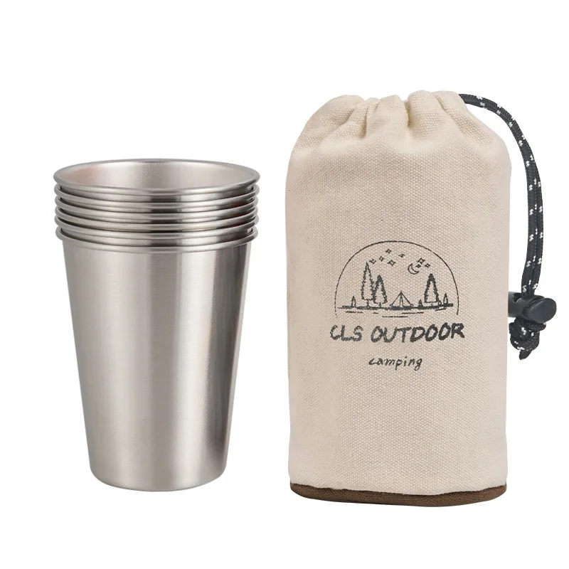 468pcsOutdoorCampingCupSetPortableStackableStainlessSteel