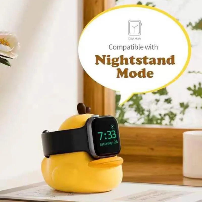 Cute Duck Wristwatch Charger Stand Desktop Stand for Apple Watch Series 9 8 7 6 SE 5 4 3 IWatch Silicone Charger Holder Silicone