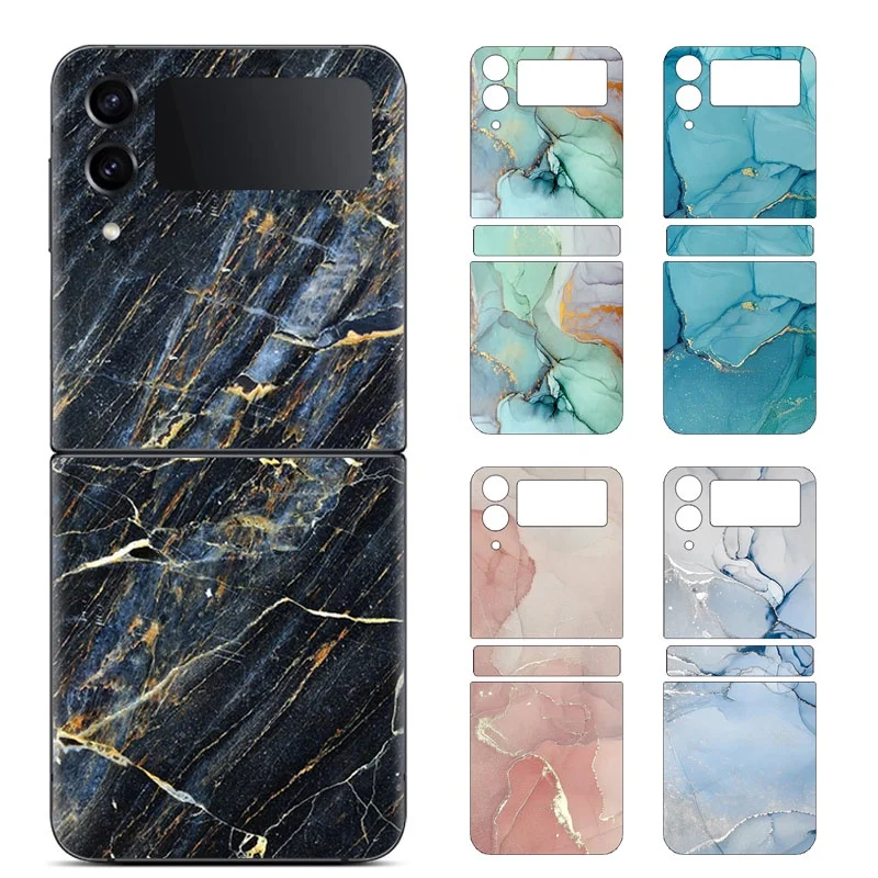 

Colorful Marble Grain Skin for Samsung Galaxy Z Flip 4 5 3 Decal Back Protector Film Cover Rock Color Wrap Personal Sticker