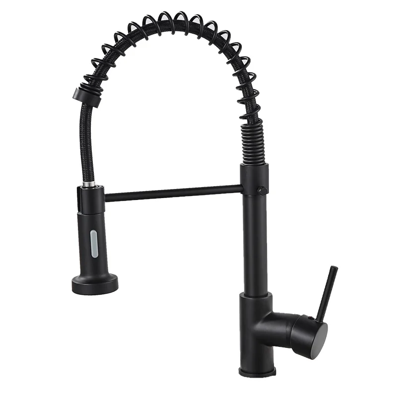 cheap kitchen faucets ROVATE Kitchen Faucet with Pull Down Sprayer, Single Handle Spring Kitchen Sink Faucet Cold and Hot Mixer Tap (Matte Black) ceramic kitchen sink Kitchen Fixtures