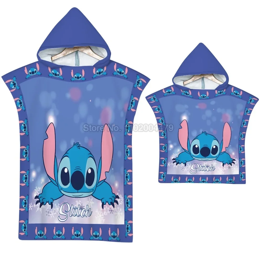 Baby Stitch Bath Towel Children Hooded Cape Cloak Boy Girl Cartoon Swimming Beach Towel Toddler Robe Decor cotton bathrobe