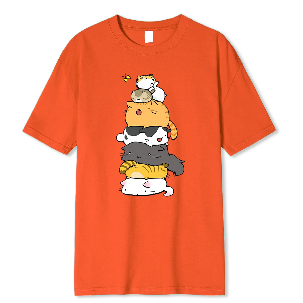 Mačke se visoko sklapaju da uhvate leptira, muška odjeća, modne ljetne majice, ulična odjeća, 100% pamučni široki topovi_voghion.com