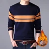 Trend Fashion Autumn Winte New Sweaters Men's O-Neck Contrast Color Casual Loose Plus Velvet Long Sleeve Pullovers Knitted Tops 5