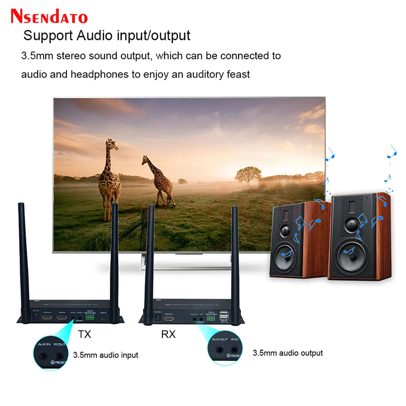 HDMI Wireless Video Transmitter Receiver kit 4K 60Hz 100M UHD HDMI USB KVM Switch Switcher Extender for Mouse keyboard Monitor