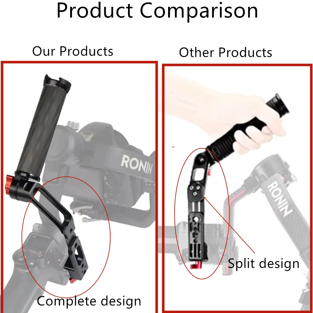 DJI RoninRS2 RS3/3PRO/3mini RS4/4Pro 짐벌 안정기 부품용 접이식 콜드 슈 클램프가 있는 탄소 섬유 L 브래킷 핸들 그립