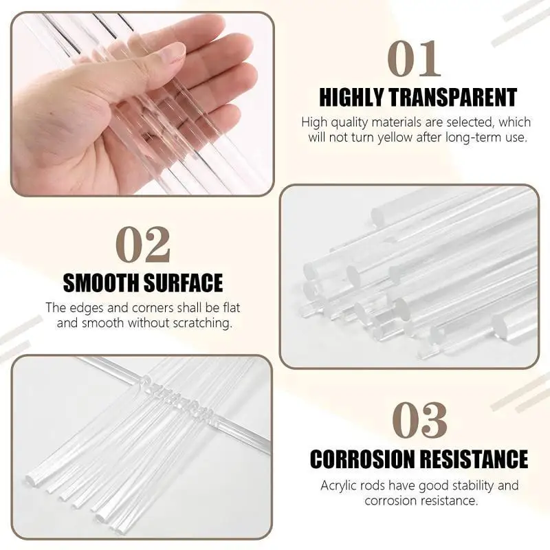 Acrylic rod 1-10PCS multi size length 100-300mm DIY craft architectural model material