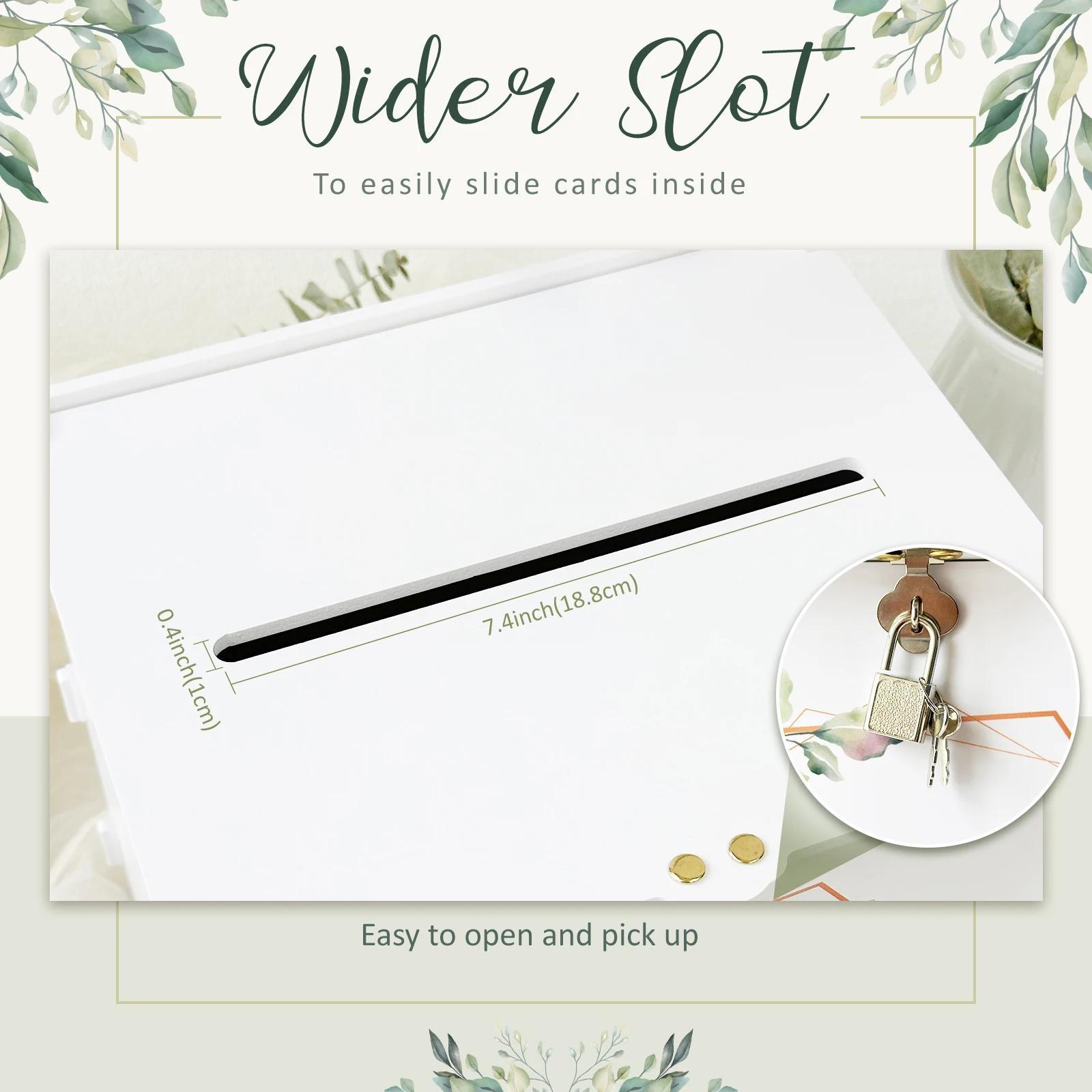 Wedding Card Box Lock PVC Gift Card Box Wedding Reception Eucalyptus DIY Envelope Money
