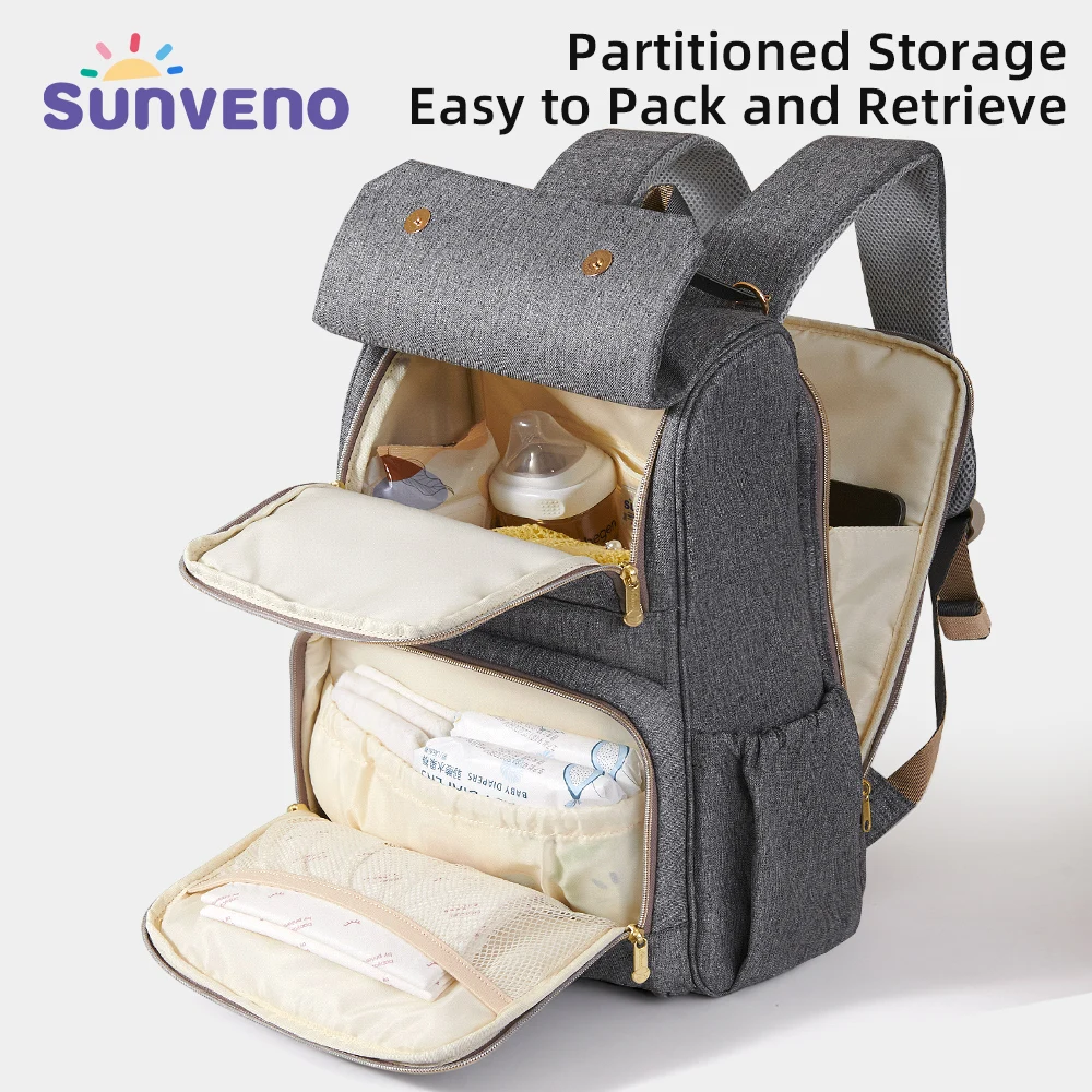 SUNVENO Fashion Diaper Bag Mommy Maternity Nappy Bag Large Capacity Travel Backpack Nursing for Baby Care
