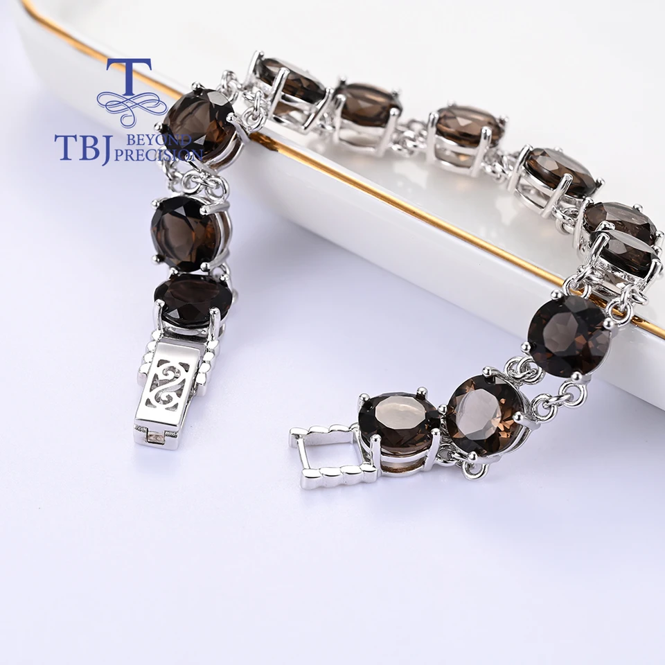 ヴィンテージ！Silver Smoky Crystal Wavyブレスレット Mysterious and elegant natural smoky quartz gem Bracelet S925