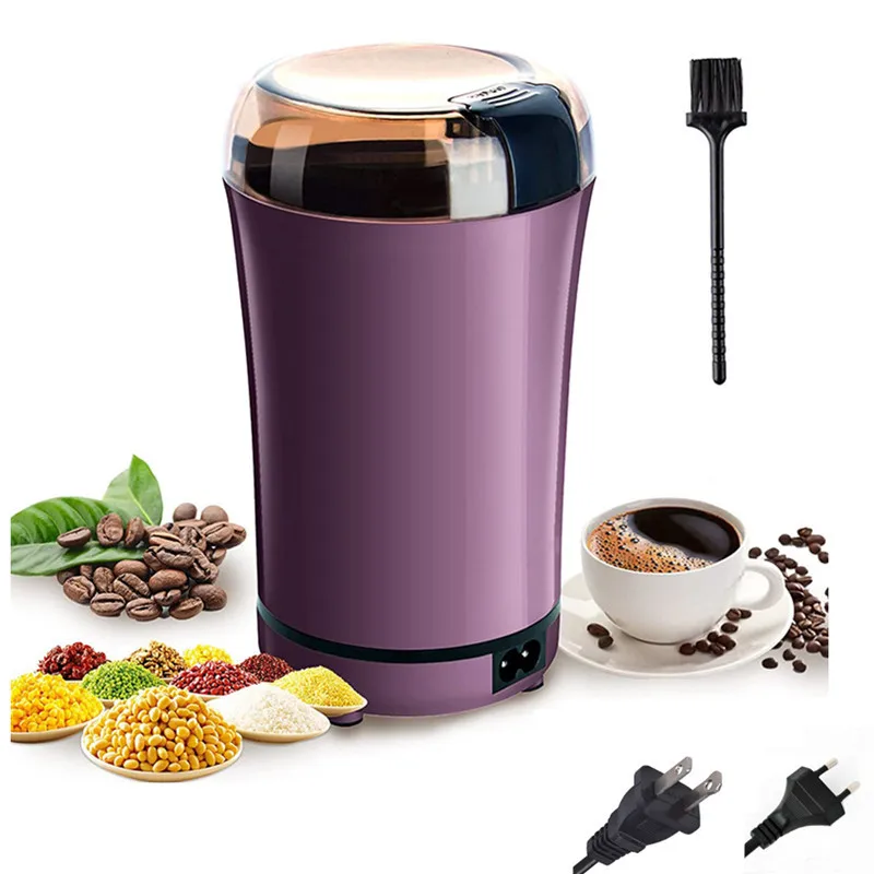 

110V/220V Mini Electric Coffee Grinder Cereals Nuts Beans Spices Grains Automatic Powder Crusher Machine Kitchen Tools EU Plug