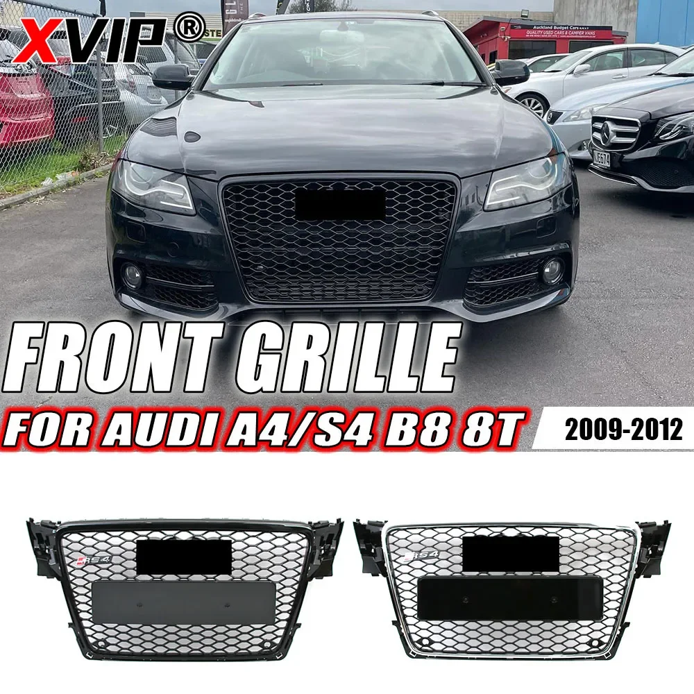 Chrome Silver Honeycomb Sport Mesh RS4 Style Front Bumper Grille Gloss Black Front Bumper Grille For Audi A4/S4 B8 8T 2009-2012