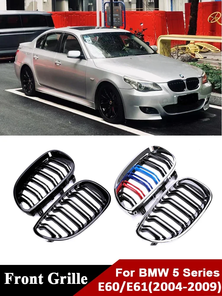 

Front Facelift Kindey Chrome Black Grill Air Center M Color Grille Cover 530i 535i 540i For BMW 5 Series E60 E61 2004-2009