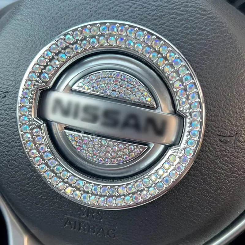 Bling Car Steering Wheel Diamond Emblem Decal Decoration Cover DIY Sticker Car Accessories for NISSAN Maxima,Altima,Sentra,Rogue