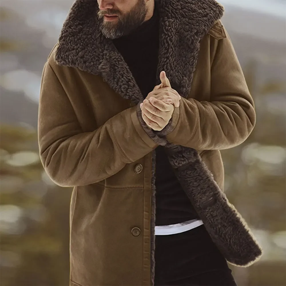 

Пальто мужское шерстяное с капюшоном, винтажная брендовая одежда, двубортное пальто до колен с длинным рукавом