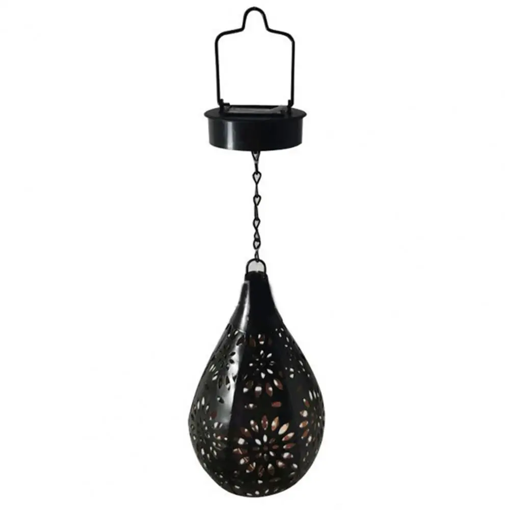 Outdoor Lantern IP44 Waterproof Light-control Hollowed-out Iron Art Solar Powered Decorative Projection Light Lamp for Yard