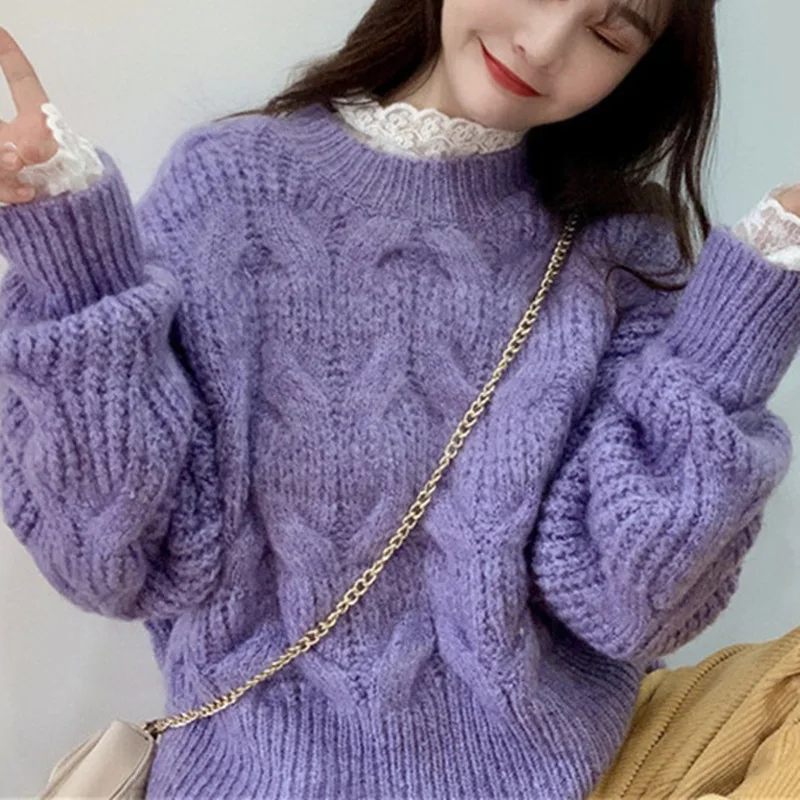 Women Knitted Sweater Autumn Winter Long Sleeve Pullover