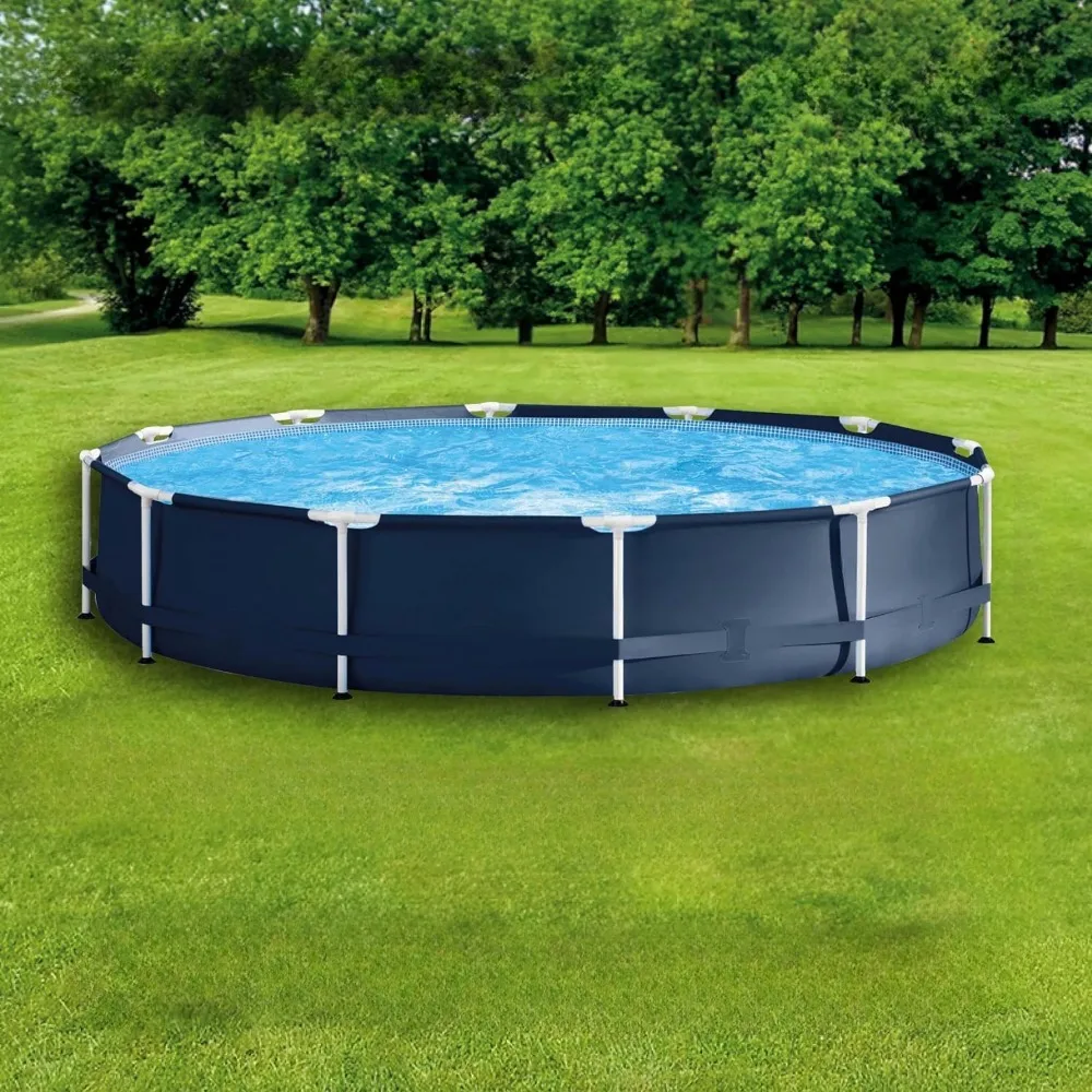 

Metal Frame Round 6 Person Outdoor Above Ground Swimming Pool Set with Filter Pump and Type A Filter Cartridge Outdoor Hot Tubs