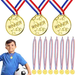 50 Pcs Children's Medal Rewards Football Medals Ribbon Metal Basketball Game Plastic Award Kids Golden Kids Playset