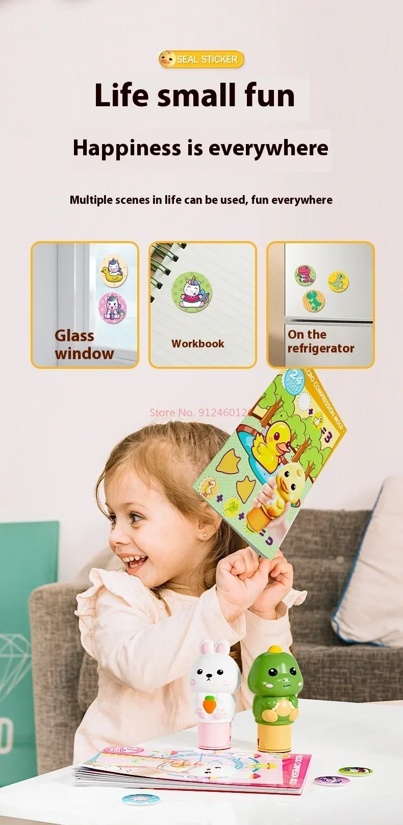 Children'S Seal Toy Magic Stamp Reward Boys And Girls Cartoon Sticker Book Traceless Waterproof Does Not Fade Focus