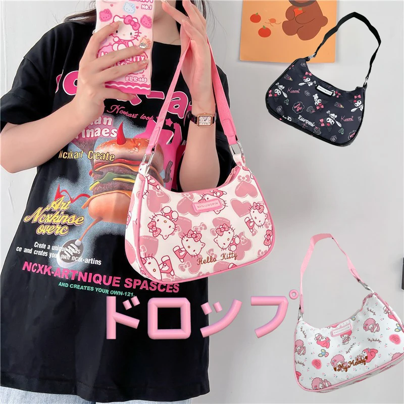 

Sanrio Kawaii My Melody Hello Kitty Kuromi мультяшная Сумка милая аниме Y2K косметичка для девочек сумка на плечо праздничный подарок