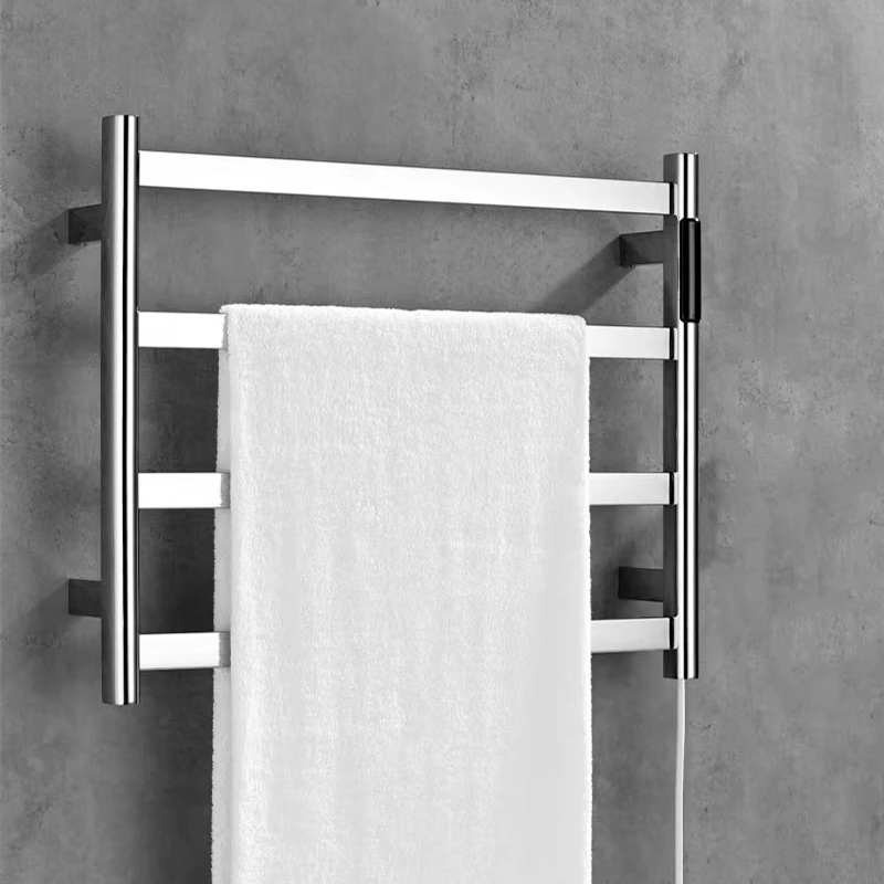 Brushed Gold Electric Towel Rack Stainless Steel Temperature Control Time Smart Home Heated Towel Rack