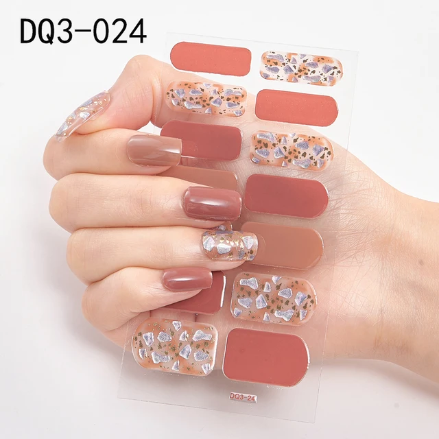Korean Fashion Colorful 3D Glitter Sequins Nail Art Stickers Manicure DIY Nail Strips Wraps Solid Color DQ3-024