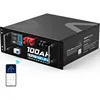 Built-in 100A BMS, with Touchable Smart Display & Mobile APP, Max. 48V 100AH Lithium LiFePO4 Battery, 4800W Power Output 2