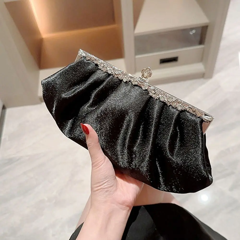 

Золотая яркая шелковая вечерняя сумка с бантом, модная цепочка, мягкий атласный банкетный клатч, сумки через плечо для свадьбы и вечеринки