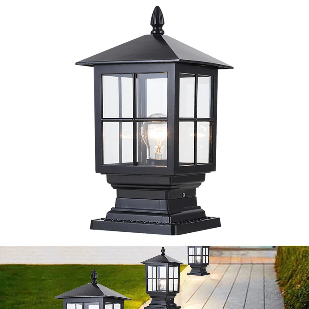 E27 Outdoor Garden Column Light Waterproof Landscape Deck Post Pillar Light Villa Pathway Fence Bollards 110V 220V
