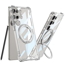 Enhanced Magnetic Clear Acrylic Stand Case with Airbag Anti - Knock Cover - Samsung S26Ultra (Full Clear)