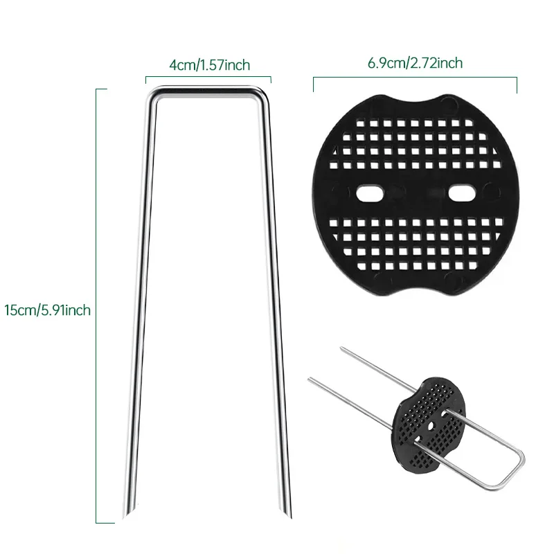 U-type Garden Staples Heavy-duty Fence Tubing Stakes Sod Pins Galvanized Landscape Spike for Holding Lawns Barrier Ground Nail