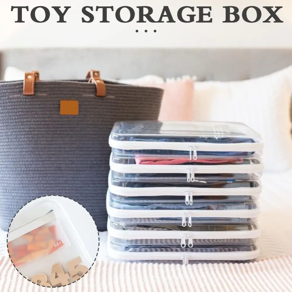Transparent Zippered Hard Pouch Multifunctional Large Capcity Blocks Toy Storage Bin Makeup Storages Organizers