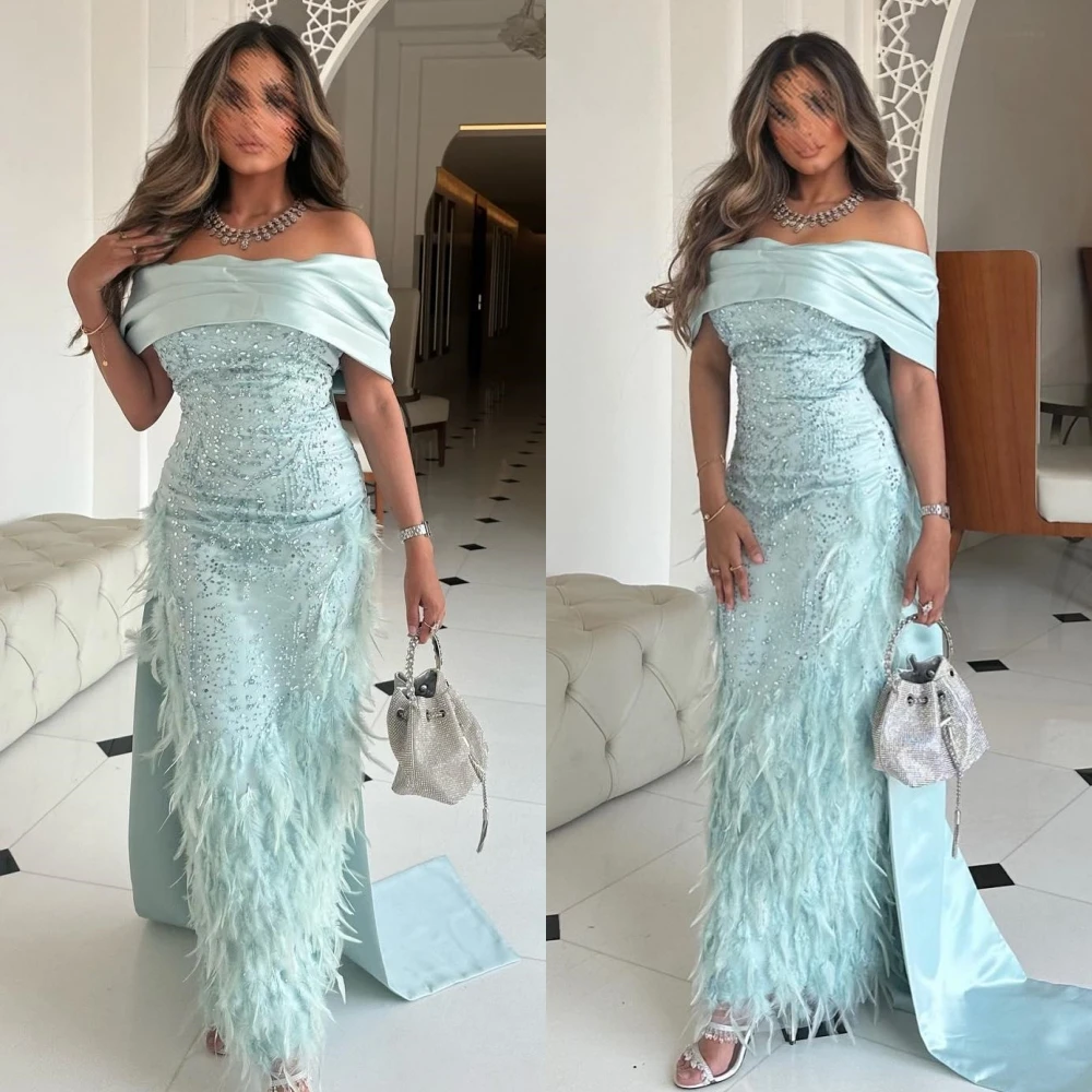 

Fashion High Quality Bateall A-line Anke Length Prom Dresses Paillette / Sequins Shirred Satin ladies dresses for special