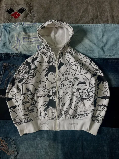 Sudadera con capucha de calle Hip-hop Retro geométrica informal