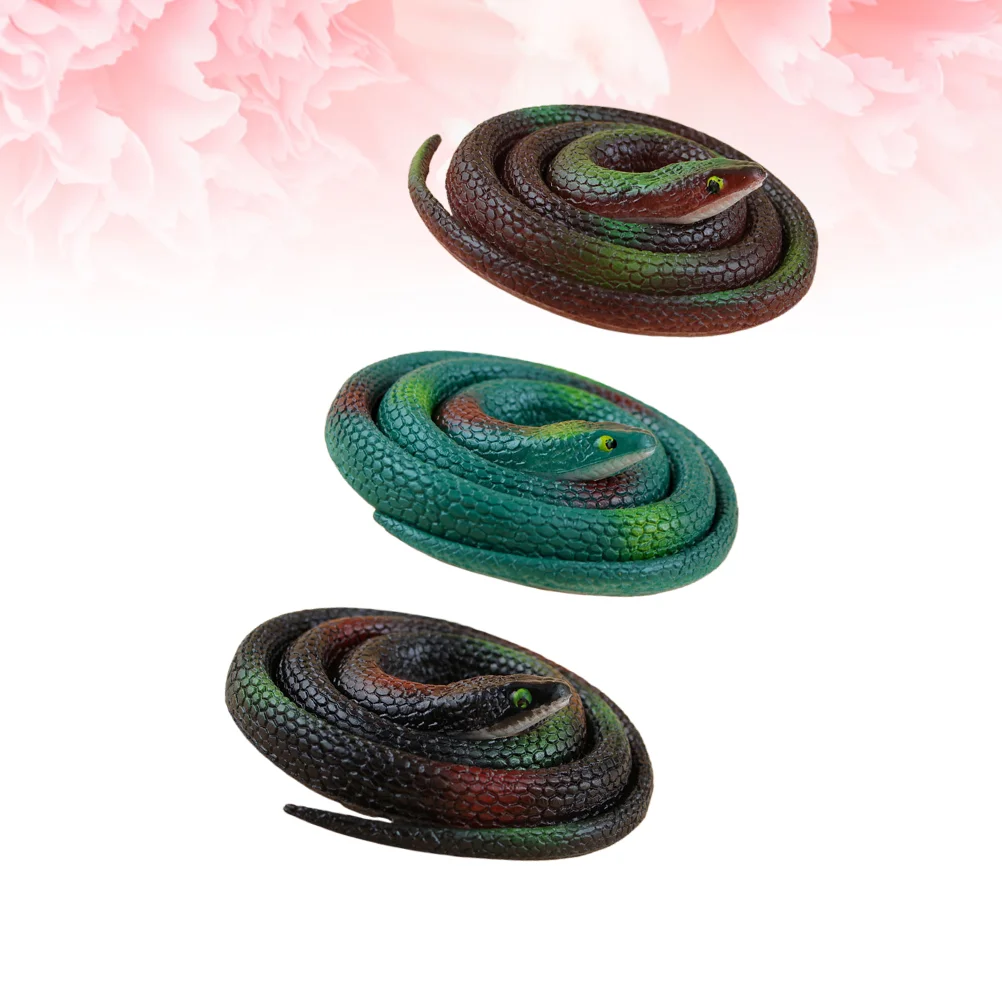 3 Pcs Rainforest Snake Prank Fake Party Snakes Simulated Rubber Halloween Child