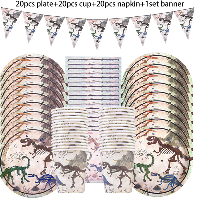 Safari Birthday Party Decoration Disposable Tableware Set Safari Dinosaur Party 1st Birthday Boy Baby Shower Supplies