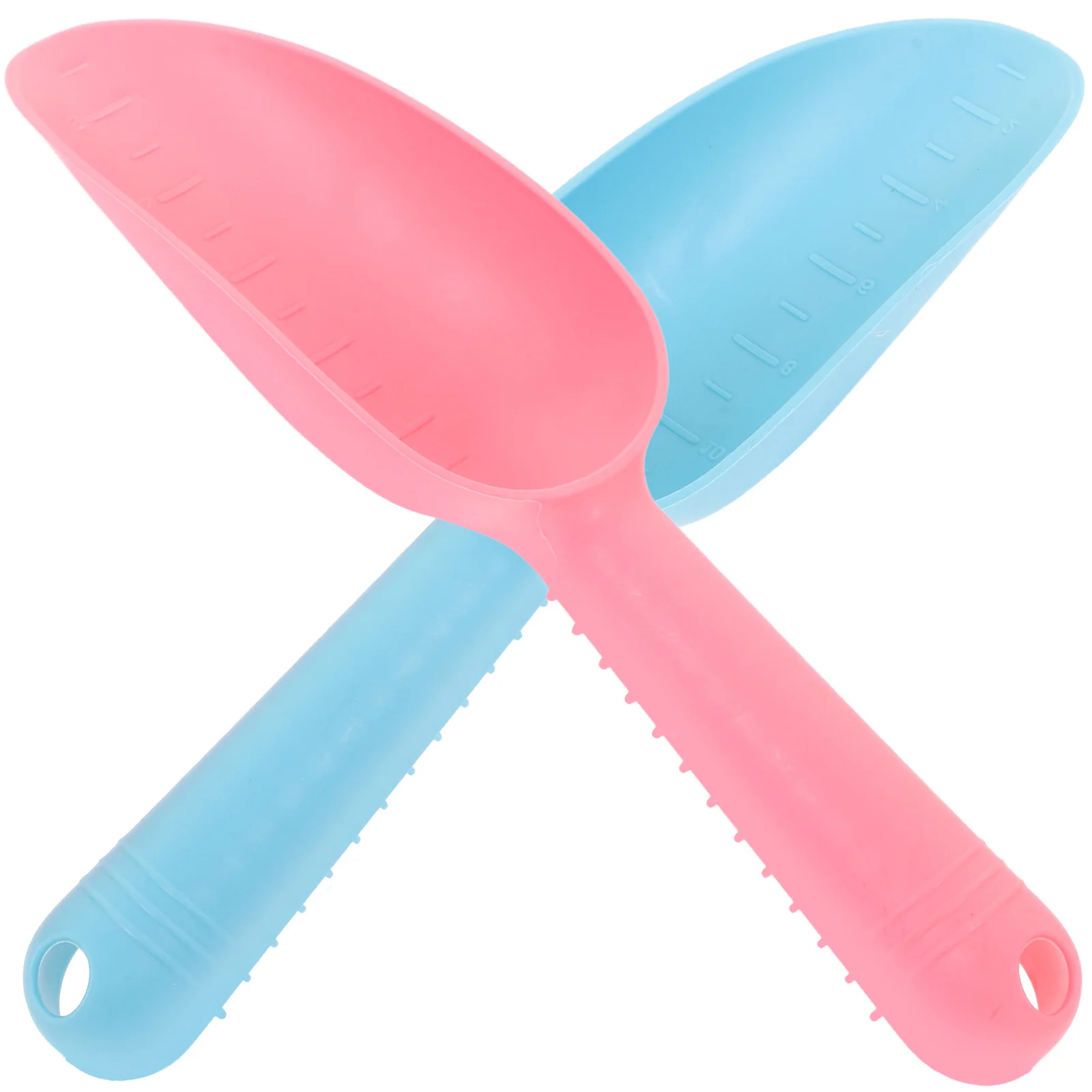 2 PCS Plastic Hand Trowel Homegrown Gardening Tool Flowerpot Break Scoop for Garden Plant(Blue and Pink)