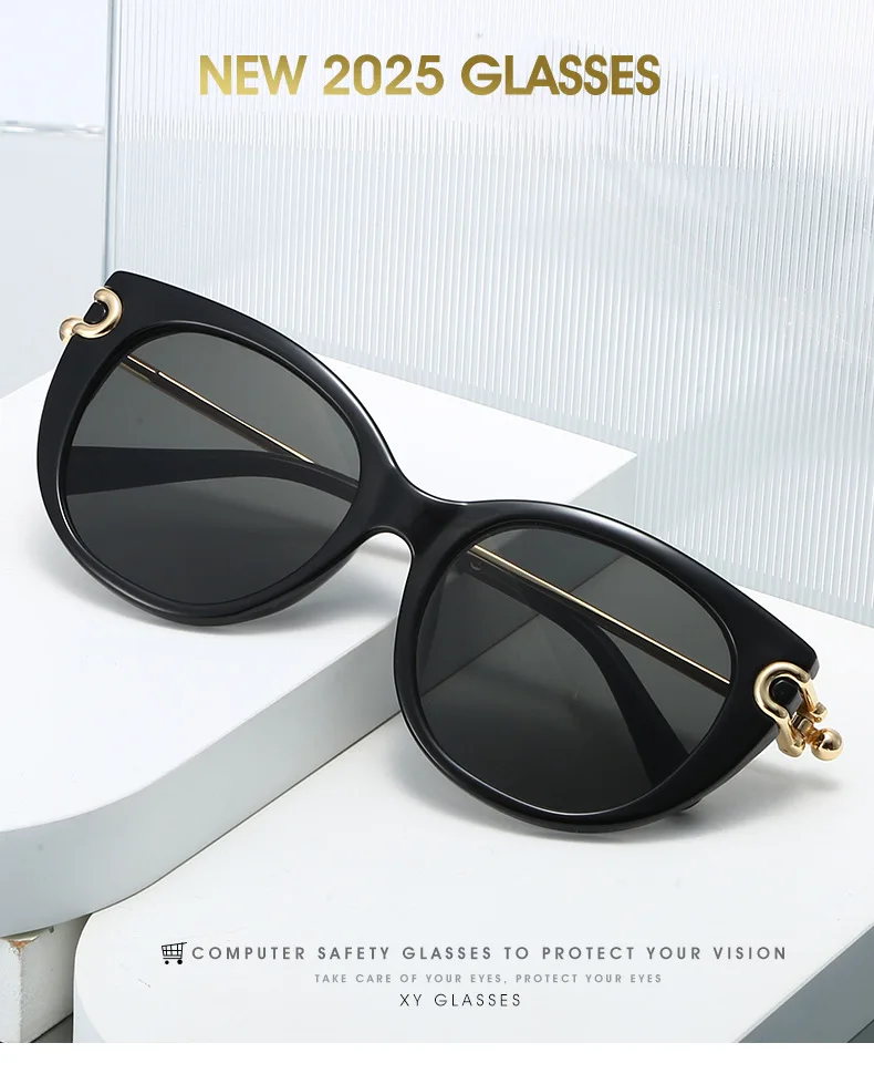 2026 Neue zweifarbige Sonnenbrille: Cat-Eye-Silhouette, silberne Akzente, stilvolles Streetwear-Stück – hochwertige Farbtöne im Ins-Style – Detail 1