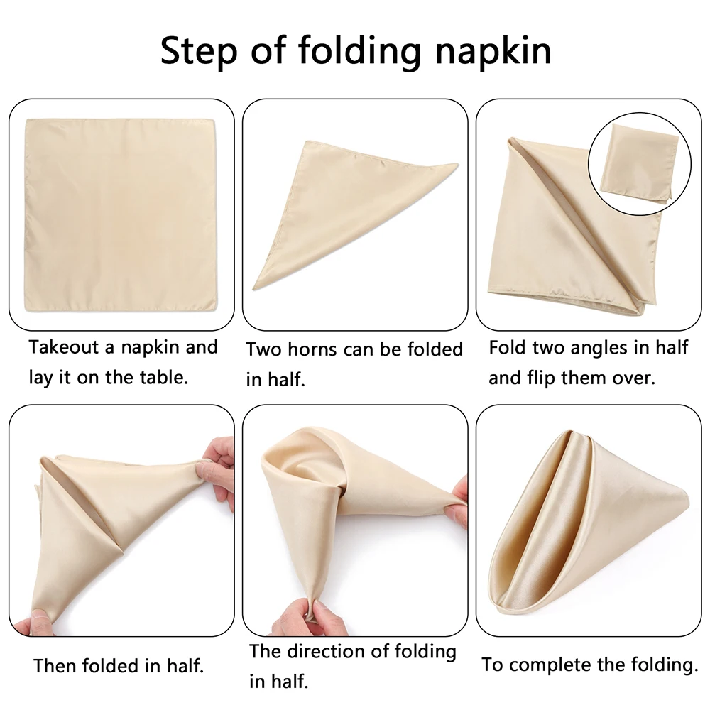 Satin Napkins 50cmx50cm Square Soft Handkerchief Romantic Wedding Banquet Table Cloth Dinner Decoration