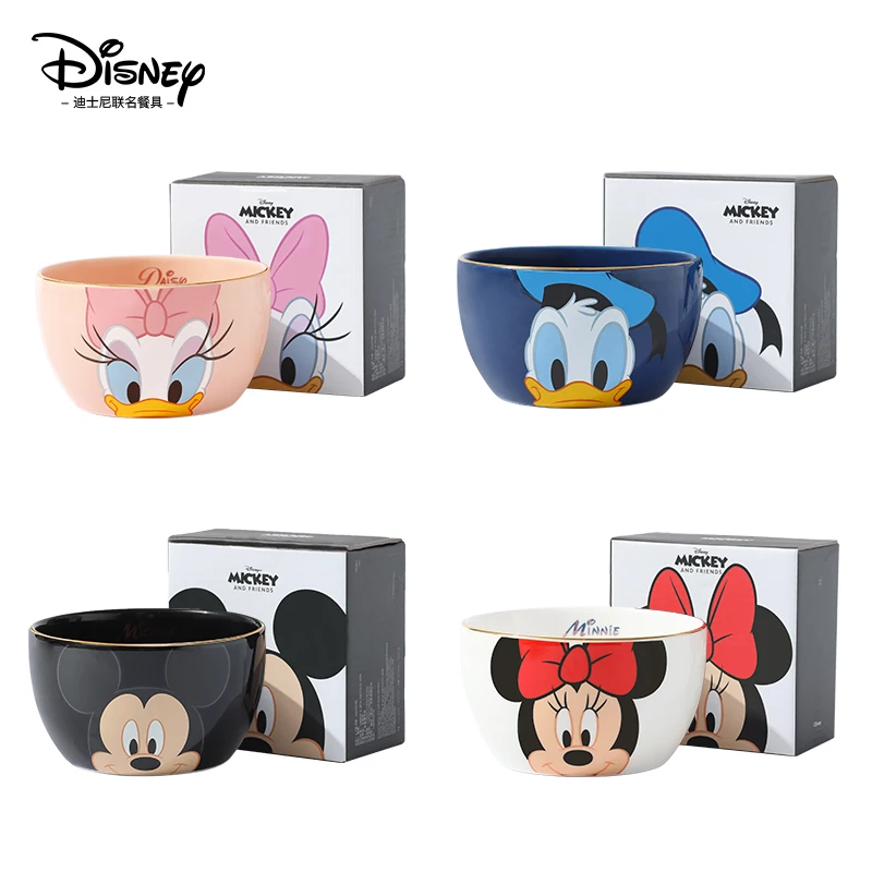Disney-vajilla de cerámica con dibujos animados de Mickey Mouse y Minnie  Mouse, cuenco de arroz, tazón de postre, tazón pequeño para el hogar -  AliExpress