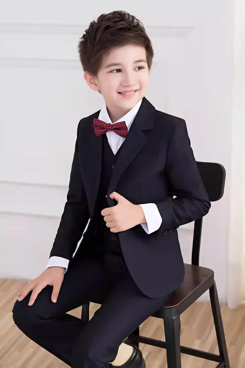 

Flower Boys Photograph Suit Children Black 007 Piano Wedding Suit Teenager Tuxedo Dress Kids Graduation Stage Birthday Costume