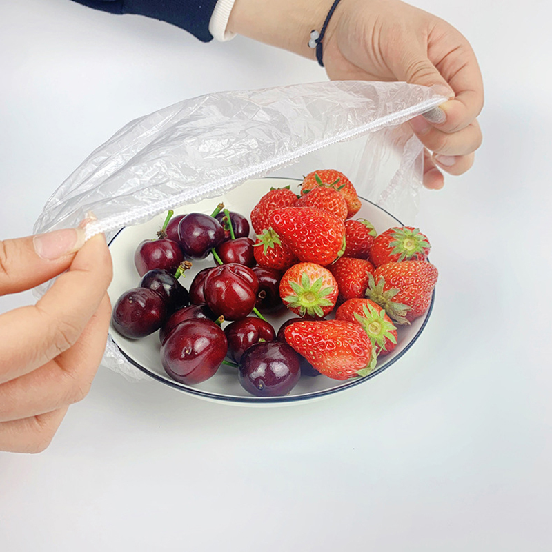 100pcs/200 pcs OPP bag cling film cover for refrigerators, food and fruit sealing, elastic mouth cling film cover