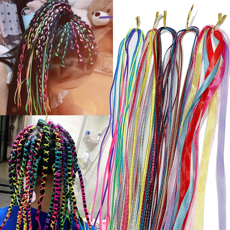 12Pcs Kids Styling Hair Tools Accessories Girl Braided Rope Clip On Hair Headband Wig Ties Ponytail Holder 90cm Hair Accessories 60cm 90cm 120cm bag chain geometric bag lucky bag bag transformation underarm metal crossbody shoulder strap accessories