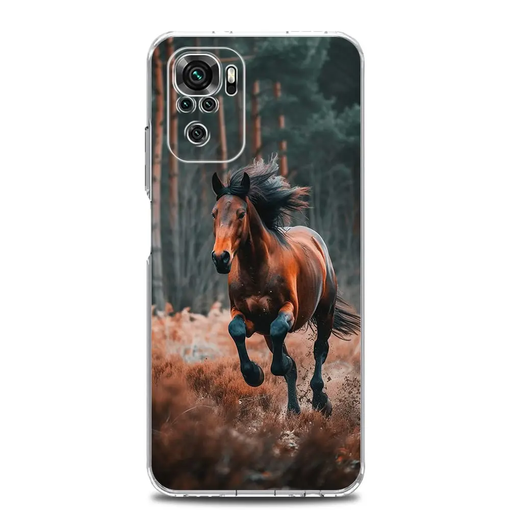 Galloping Horses Design TPU Phone Case - Black & White