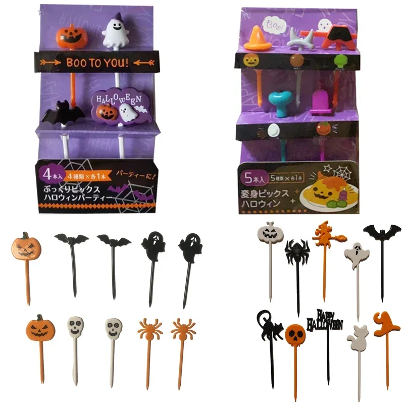 Halloween salad fork pumpkin shaped appetizer toothpick cocktail tasting fork cake decoration bento box accessories