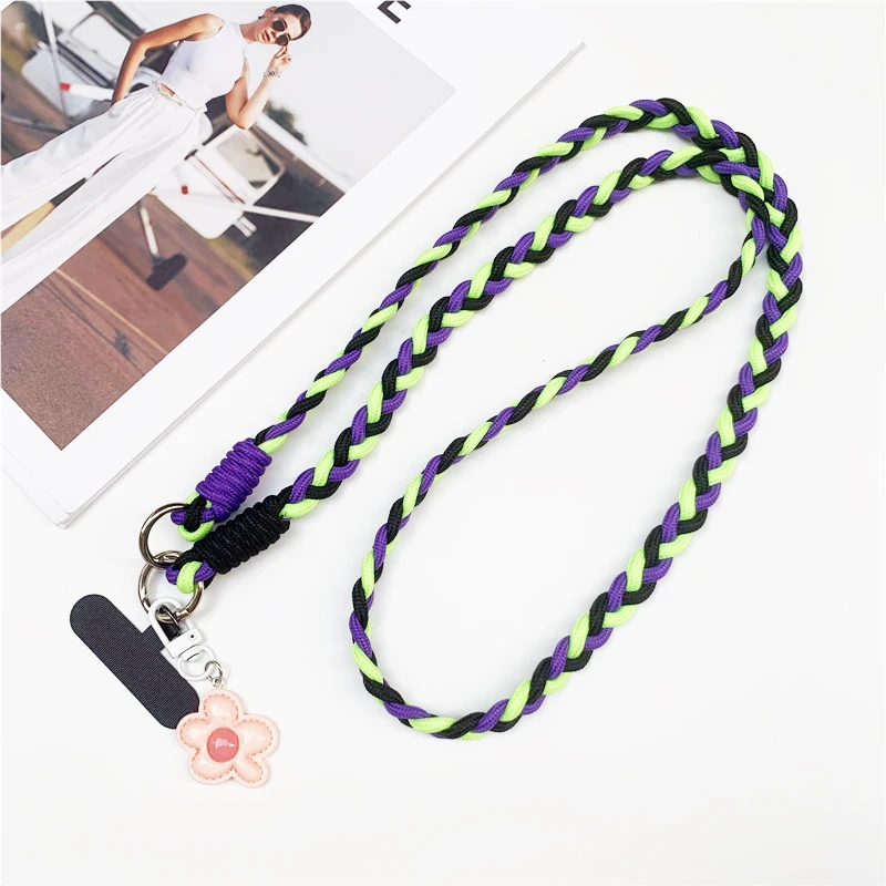 Colorful Chic 120cm Crossbody Phone Lanyard Necklace with Nylon Patch and Snap Closure