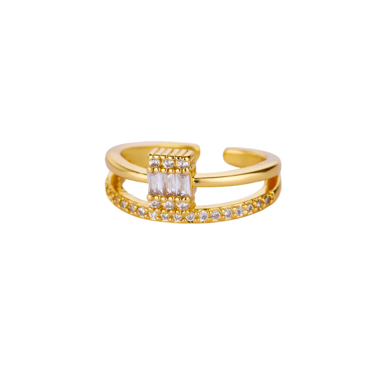 Crystal Rings 18K Gold Plated Stainless Steel Zircon Ring