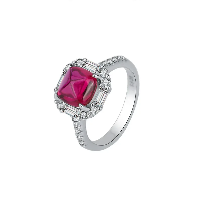 

Серебряное украшение S925, красочное сокровище, изумрудная зеленая сахарная башня, синее сокровище, красное сокровище, сахарная башня, полный комплект, кольцо 8*8